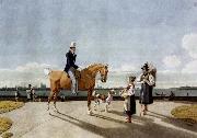 Wilhelm von Kobell Gentleman on Horseback and Country Girl on the Banks of the Isar near Munich oil on canvas